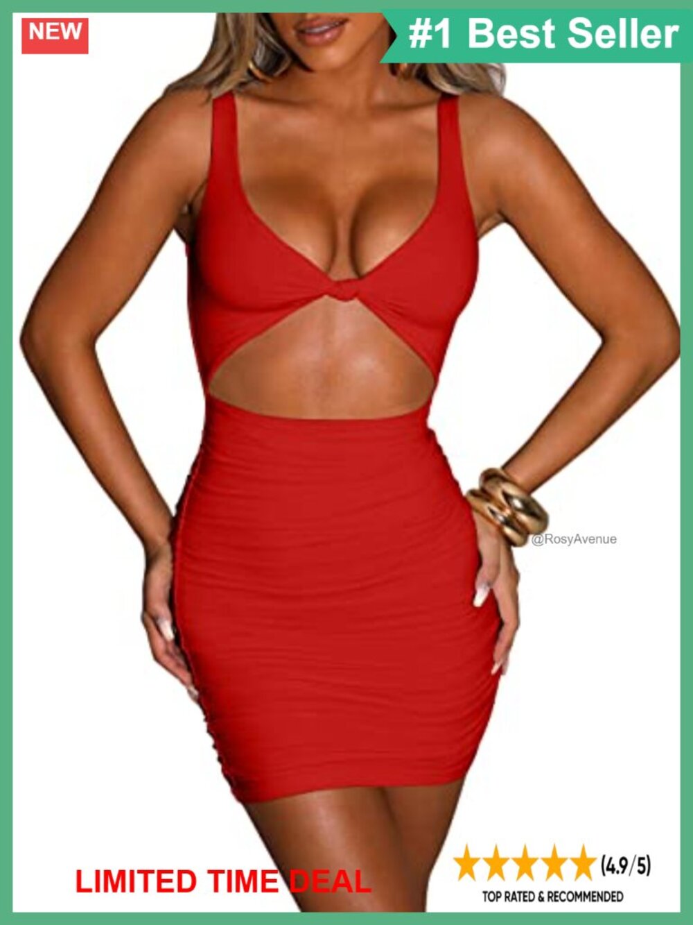 Sexy Bodycon Mini Dress Cutout V-Neck Sleeveless Club Party